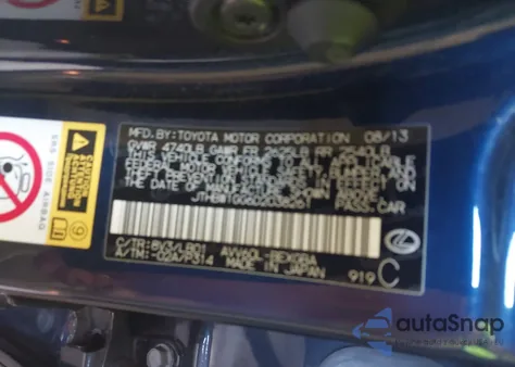 2013 Lexus Es 300H from USA, damaged, VIN JTHBW1GG6D2038261